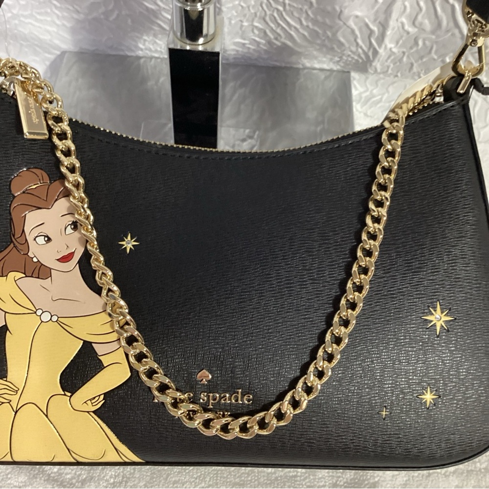 SOLD……..Kate Spade Disney Beauty and the Beast Belle Black Leather Convertible - Picture 12 of 13